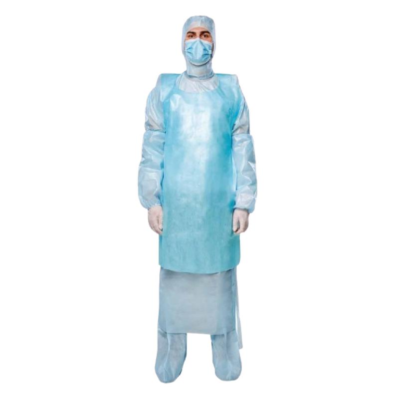 Фартух ізоляційний, непромокальний ламінований спанбонд 45g/m2(г/м2), нестерильний, одноразового використання ,ТМ «АХІЛЛ»